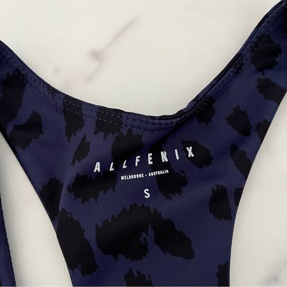 Allfenix Oversized Cheetah Sports Bra Racer back Navy black Sz Small - Picture 3 of 7